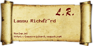 Lassu Richárd névjegykártya